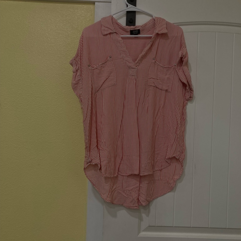 Jones New York Coral Striped Blouse
